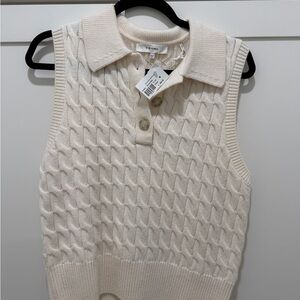 Frame Denim Women's V-Neck Cream Sweater Vest